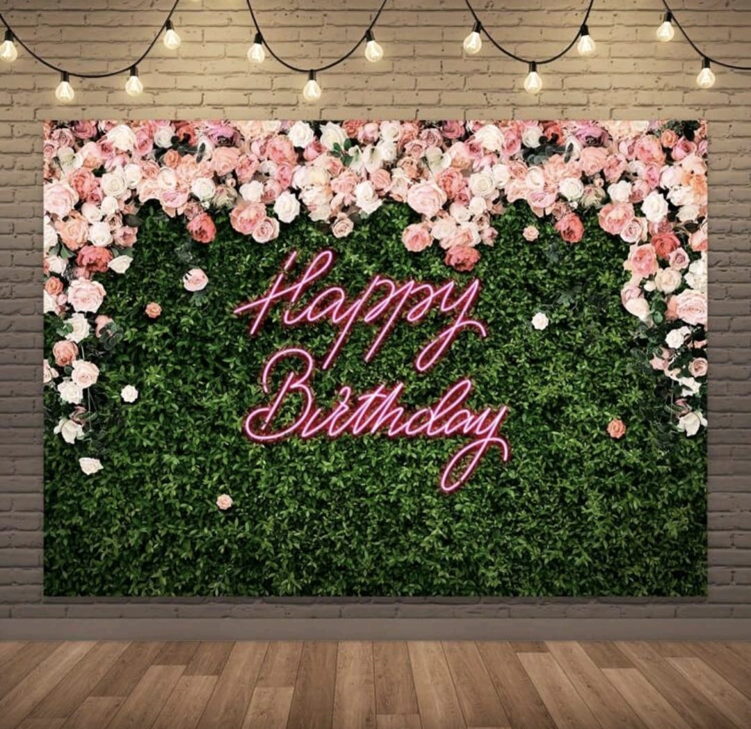 Floral backdrop poster 210 x 150cm  FOR BIRTHDAY