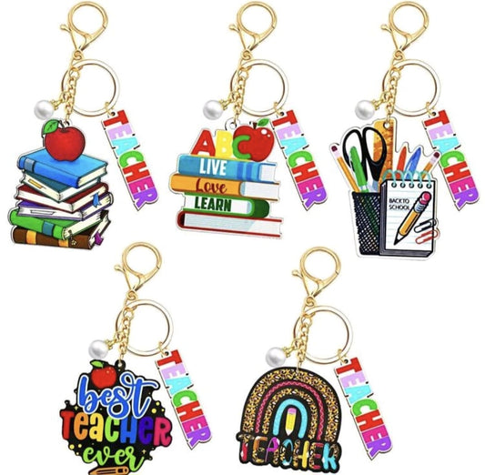 School teacher appreciation key chain - pack of 5  colorful