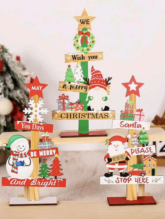 table desk wooden christmas tree sign 22cm x 11cm