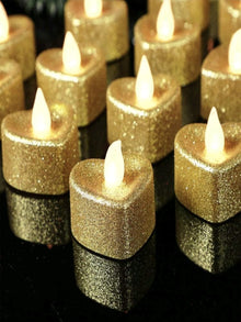 6pcs Heart Shaped Electronic Candle glitter