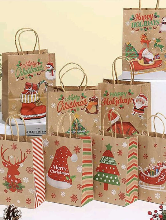 6pcs Christmas Kraft Bag - Small Size