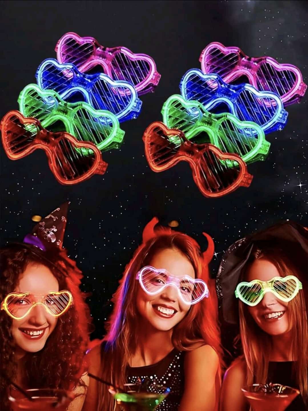 4pcs heart shaped LED glow glasses