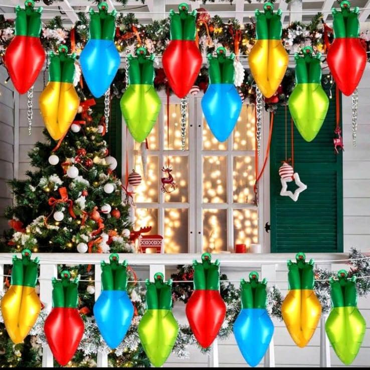 Christmas Light Bulb Foil Balloons pack of 16 pcs non inflated