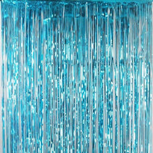 Light Blue Curtain Foil Tinsel Fringe Curtain, 1m x 2m