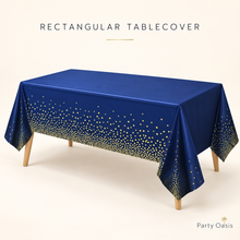 Navy Blue Tablecloth with Gold confetti Dots - Fits 8ft Table
