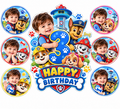 Personalized Birthday Cake & Cupcake Topper Set – 7 Pieces