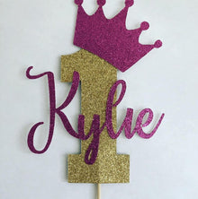 Personalized 1st first Birthday Glitter Cake Topper