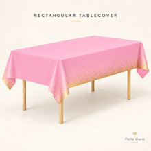 Pink Tablecloth with Gold confetti Dots - Fits 8ft Table