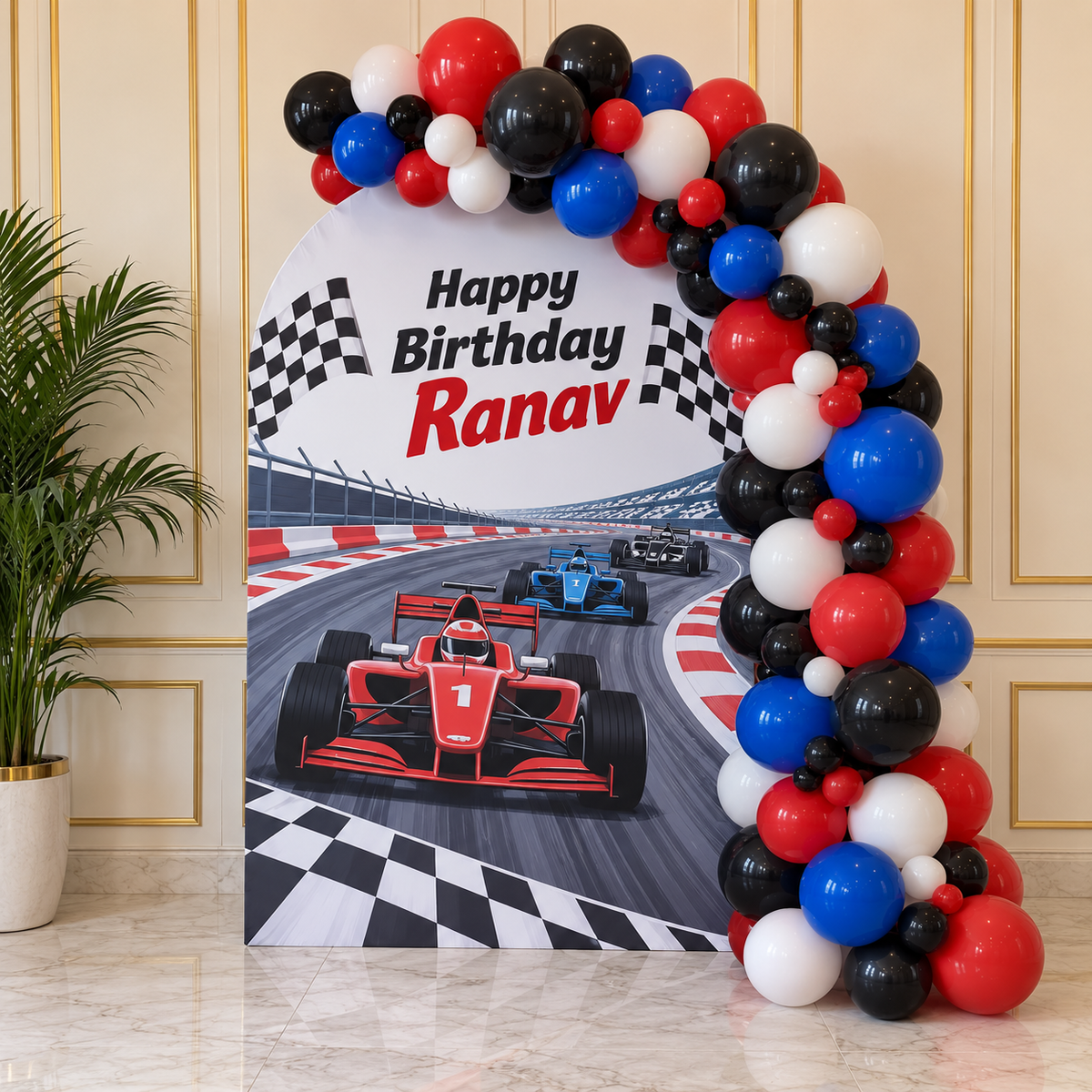 Racing Car theme Balloon Garland & Arch Backdrop Decoration
