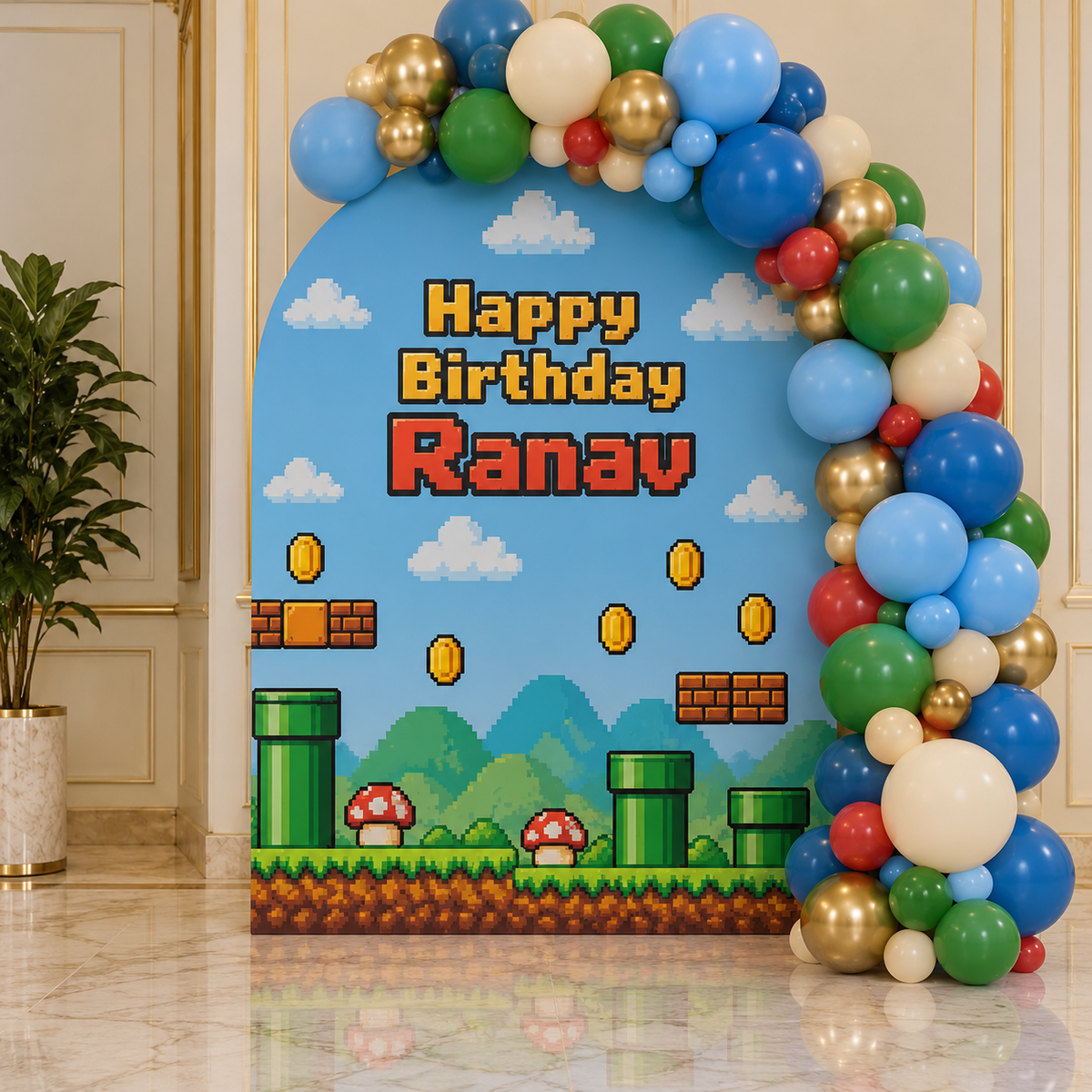 Super Mario theme Balloon Garland & Arch Backdrop Decoration