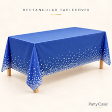 Navy Blue Tablecloth with silver confetti Dots - Fits 8ft Table