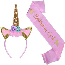 Unicorn sash headband and sash set