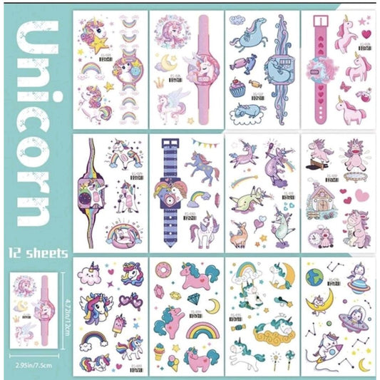 12 sheets of unicorn tattoos