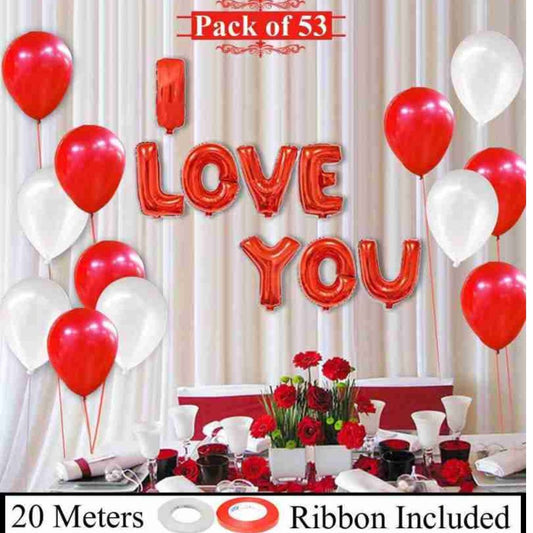 I love you  simple bunch non inflated [ 20 latex balloons, i love you foil balloon ]