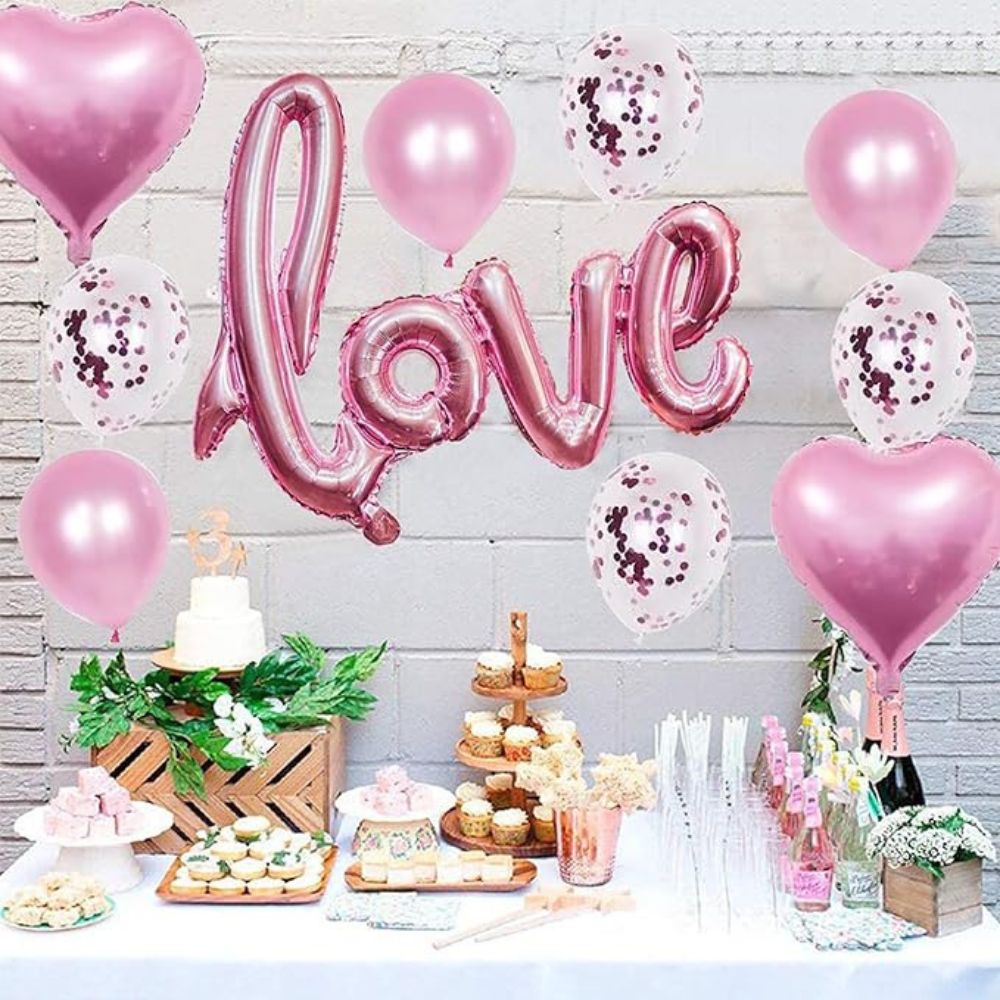 Love air filled and helium bunch pink color ...