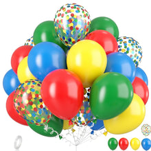 Red green yellow blue balloons