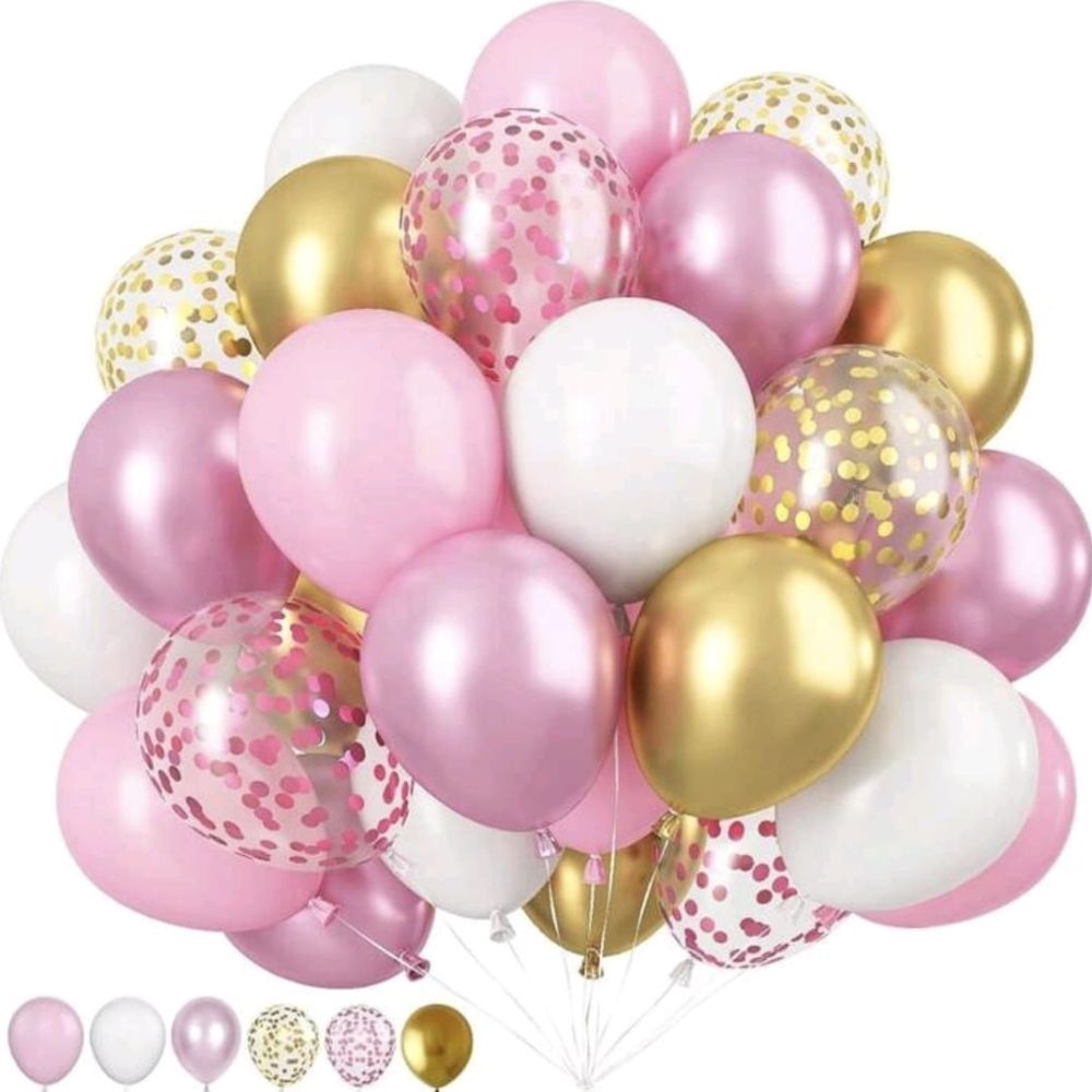 Gold pink balloons