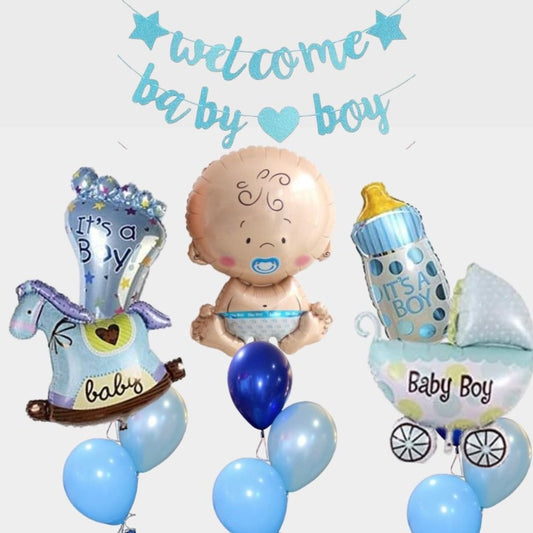 Welcome Baby Boy – Helium Balloon Bunch 🎈 💙