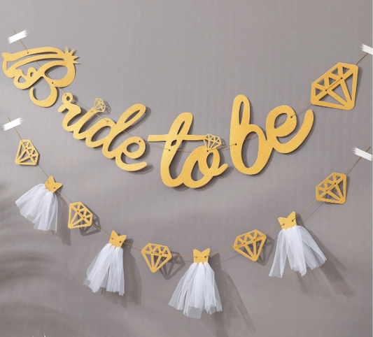 bride to be banner  - gold