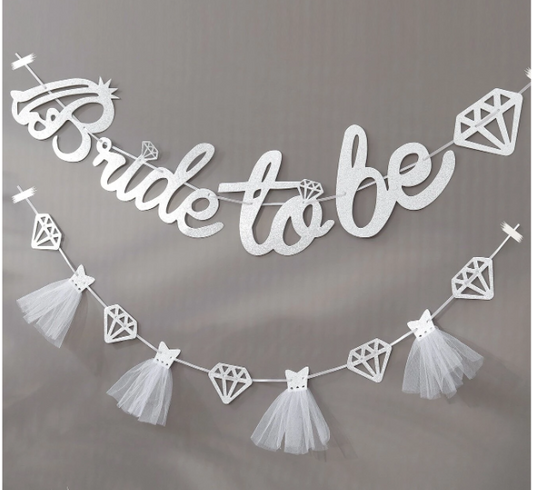 bride to be banner  - silver