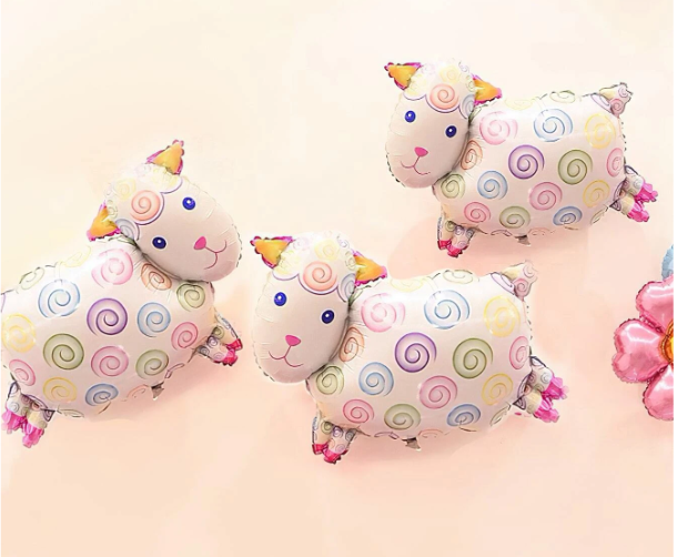 sheep foil balloons - pack of 3 - non inflated