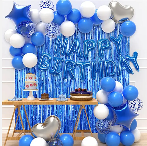 Blue  birthday decorations