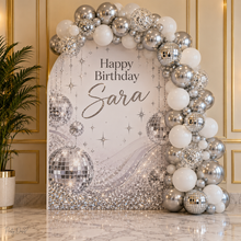 silver white disco theme Balloon Garland & Arch Backdrop Decoration