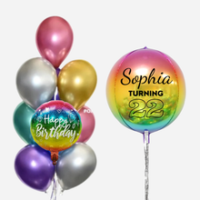 Birthday helium balloons with personalized message
