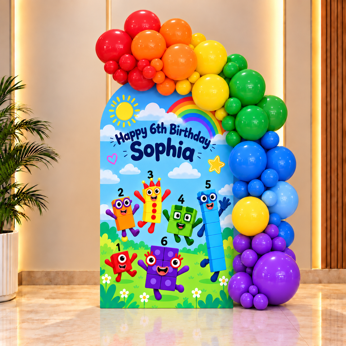 Number block theme Balloon Garland & Arch Backdrop Decoration bright