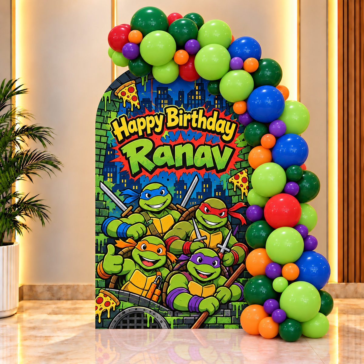 Ninja Turtle theme Balloon Garland & Arch Backdrop Decoration