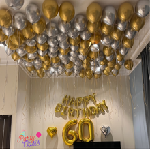 Elite Milestone Ceiling Decor Package – 100 Helium Balloons & Foil Accents