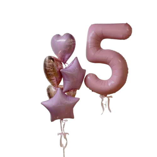 Pink rosegold helium bunch with single digit of ur choice