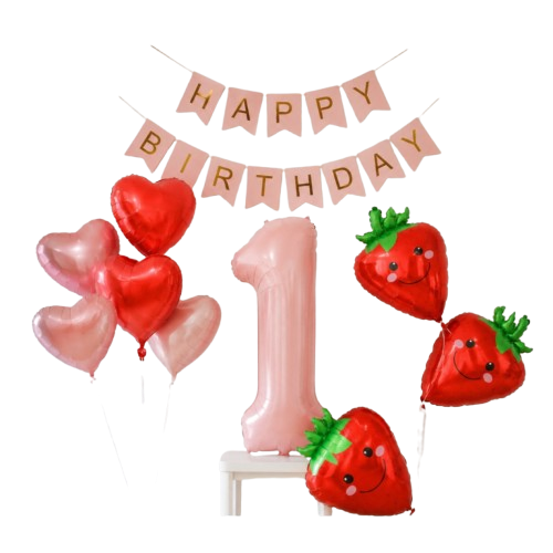 Strawberry cute birthday decoration with number of your choice