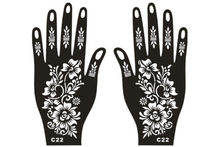 Premium Reusable Henna Stencil Sticker – Model C22 Floral Mandala Design for Hands - 1pair