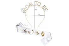 Mom to be sash and tiara gold