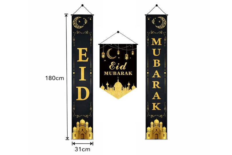 Eid Mubarak 3pcs Door Porch Hanging Poster