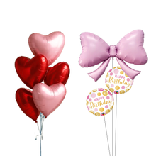 cute bow and heart helium bunch for birthday