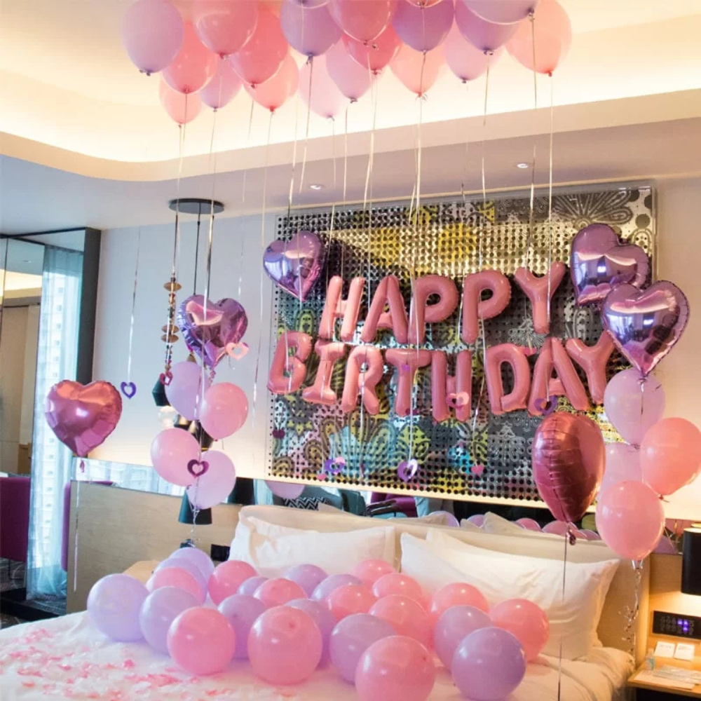pink purple birthday decoration