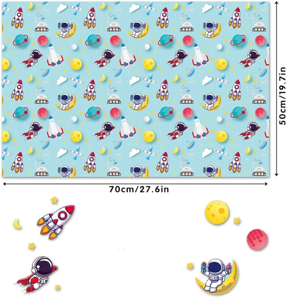 Light blue space astronaut Gift wrapping sheet 5pcs