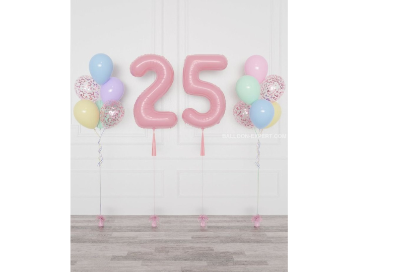 pastel and pink number helium bunch