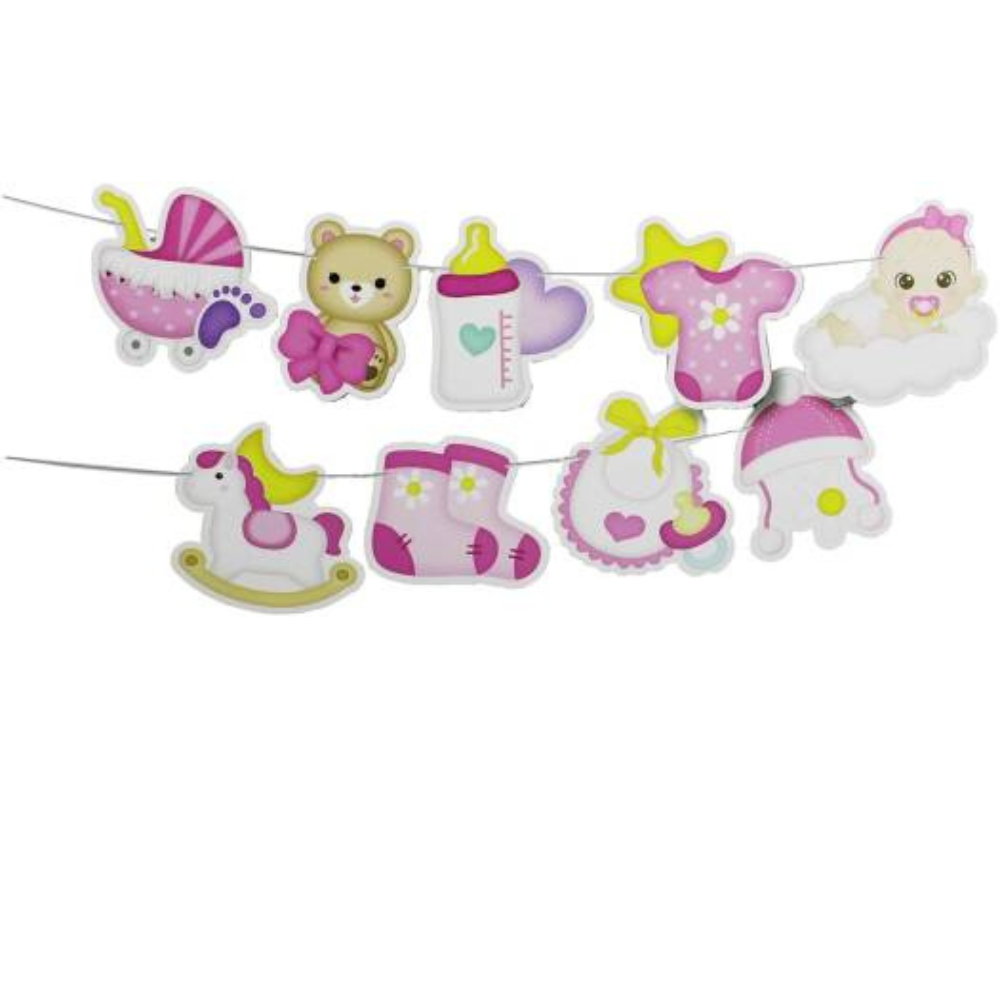 Girl Baby shower bunting paper banner