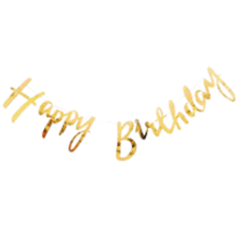 Gold Alphabet Happy Birthday Party Decoration Pull Flag