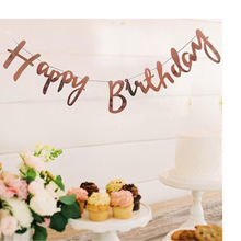 Rosegold Alphabet Happy Birthday Party Decoration Pull Flag