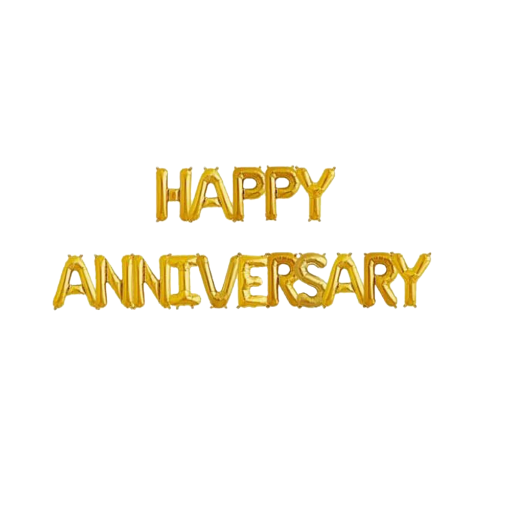 Happy Anniversary Gold Aluminum Foil Letters Balloons