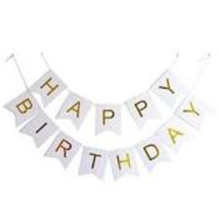 Happy Birthday Paper Banner-White