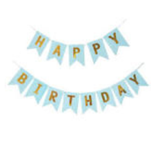 Happy Birthday Paper Banner-Light Blue