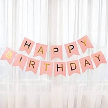 Happy Birthday Paper Banner-Pink