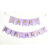 Happy Birthday Paper Banner-Purple