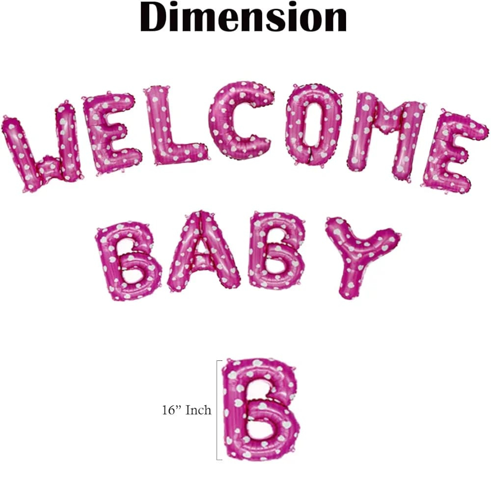 Welcome baby pink foil text Non inflated