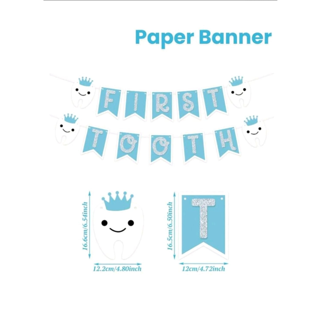 First tooth blue paper banner